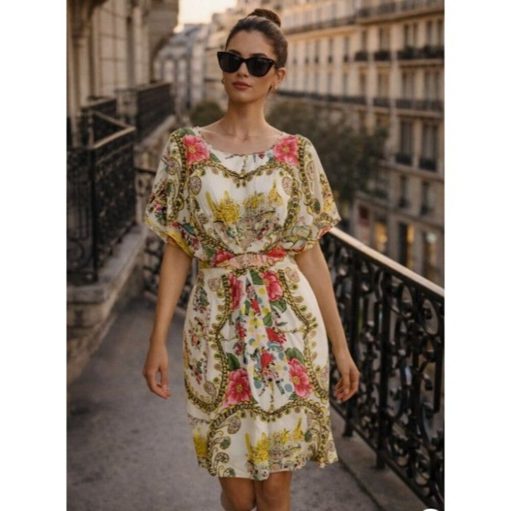 Collette Dinnigan Dress Euro Summer Parisian Travel Silk Boho Scarf Print 2